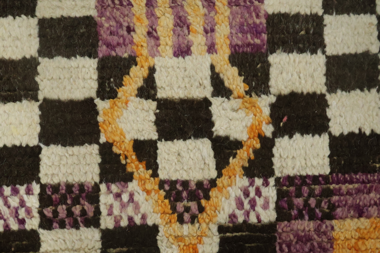 Checkered Moroccan Handmade Runner Rug 3x13