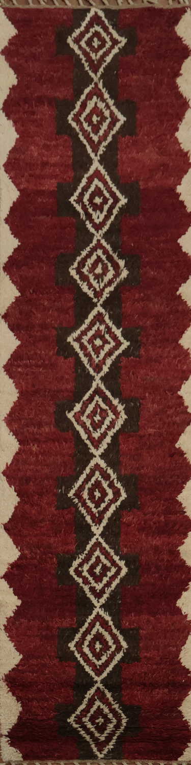 Handmade Moroccan Wool Runner Rug 3x12