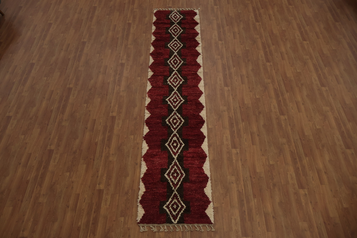 Handmade Moroccan Wool Runner Rug 3x12