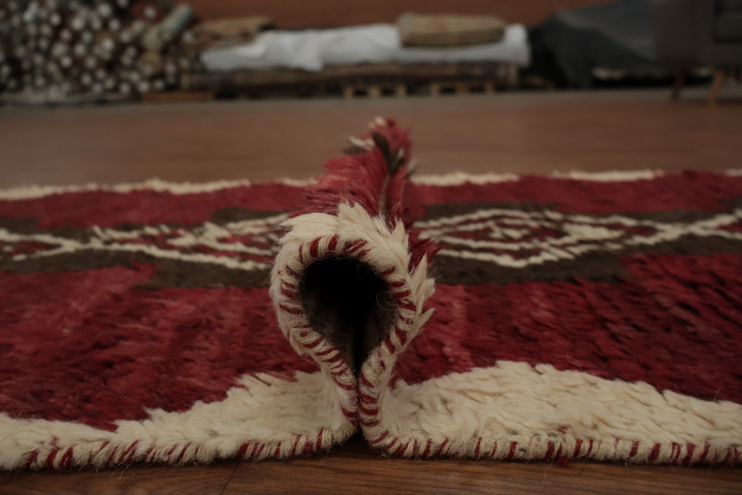 Handmade Moroccan Wool Runner Rug 3x12