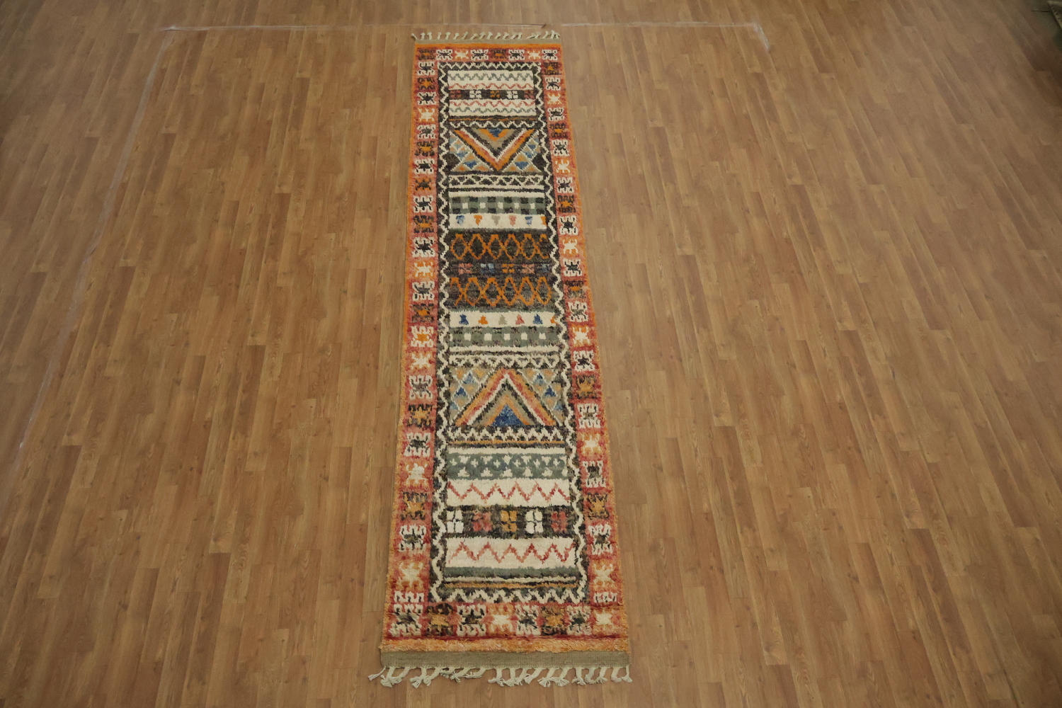 Tribal Moroccan Oriental Runner Rug 3x13