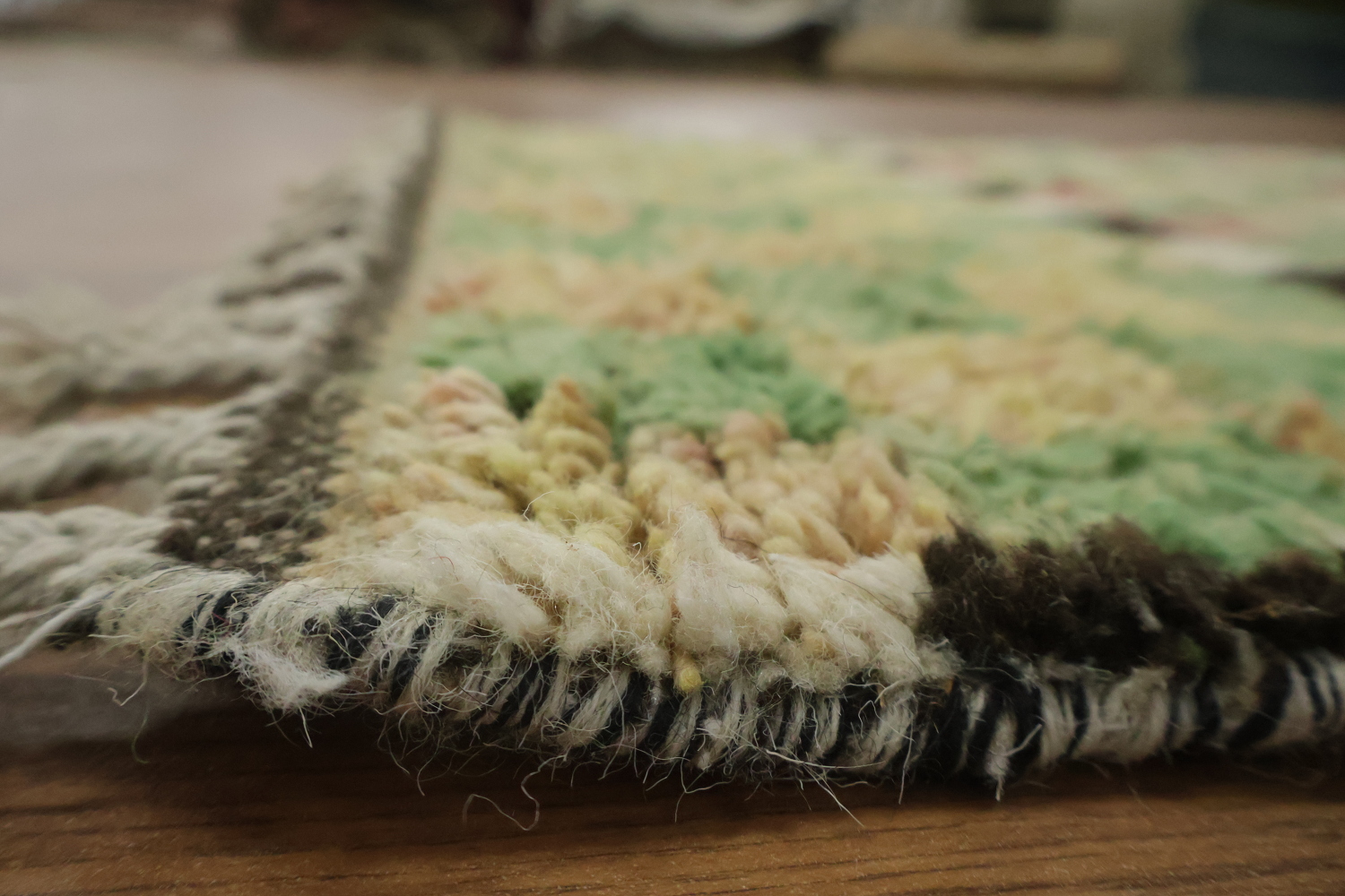 Checkered Moroccan Wool Runner Rug 3x12