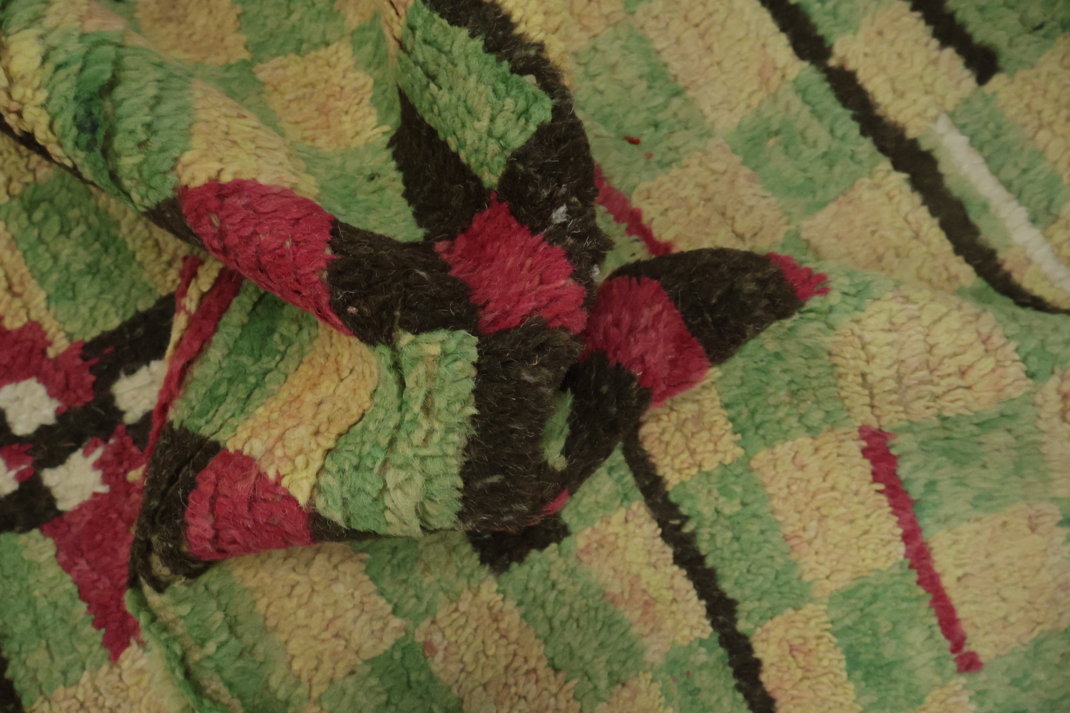 Checkered Moroccan Wool Runner Rug 3x12