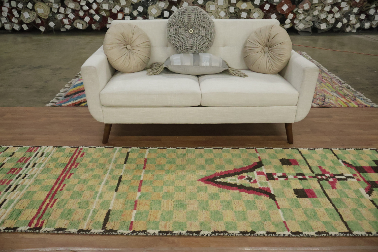 Checkered Moroccan Wool Runner Rug 3x12
