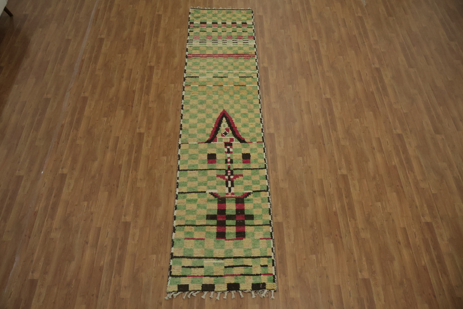 Checkered Moroccan Wool Runner Rug 3x12