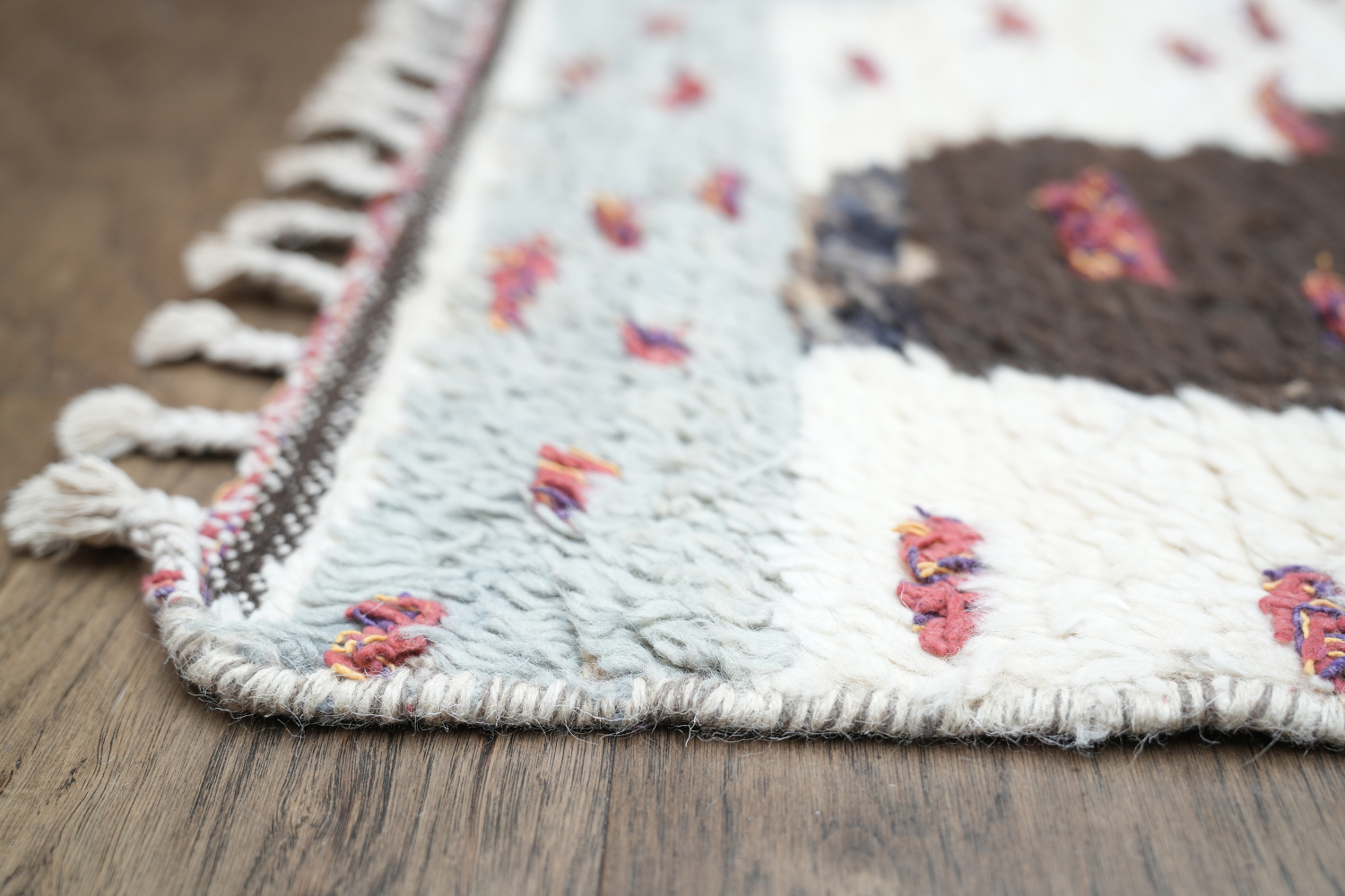 Contemporary Moroccan Off-White Rug with Bold Abstract Black and White Design 3x13 ft