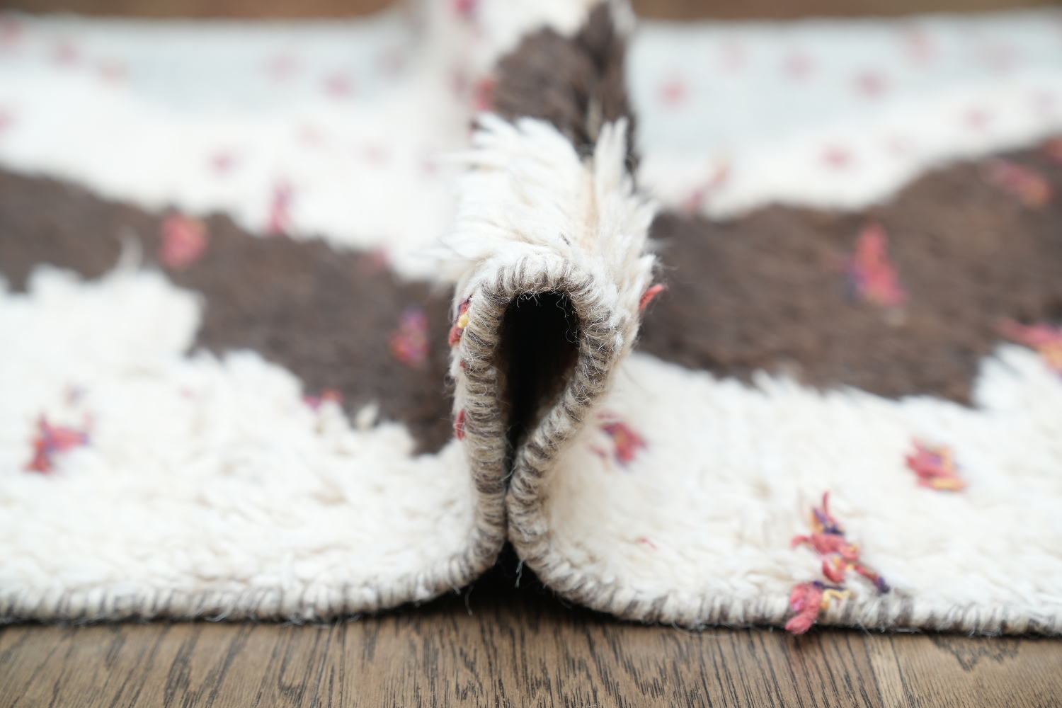 Contemporary Moroccan Off-White Rug with Bold Abstract Black and White Design 3x13 ft