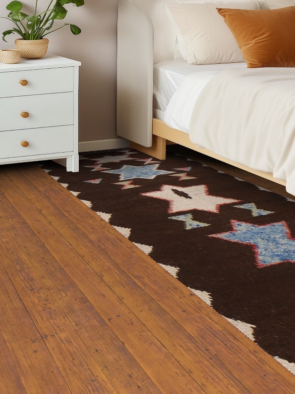 Geometric Moroccan Wool Runner Rug 3x13