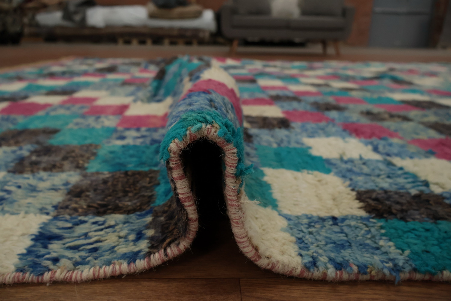 Eclectic Pixel Design Colorful Moroccan Wool Large Rug 10x15
