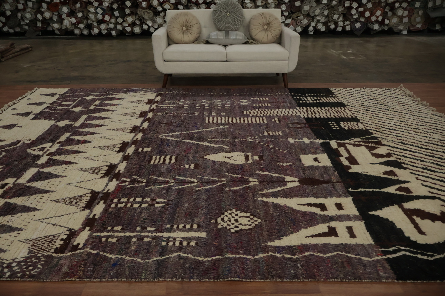 Earthy Tone Moroccan Handmade Large Rug 10x14 with Tribal Motifs