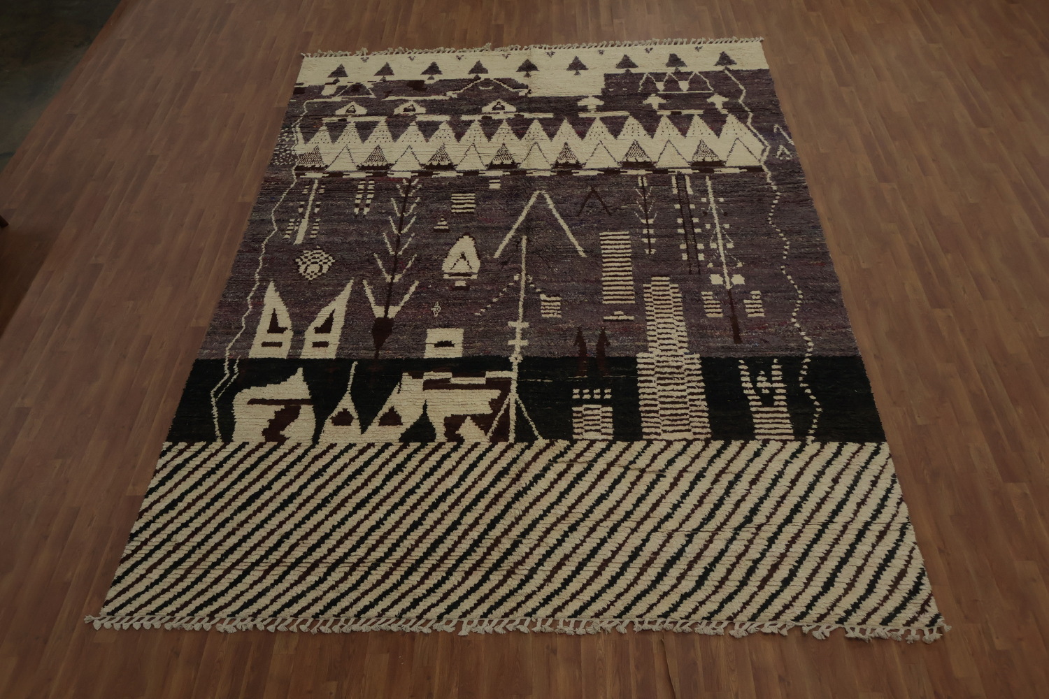 Earthy Tone Moroccan Handmade Large Rug 10x14 with Tribal Motifs