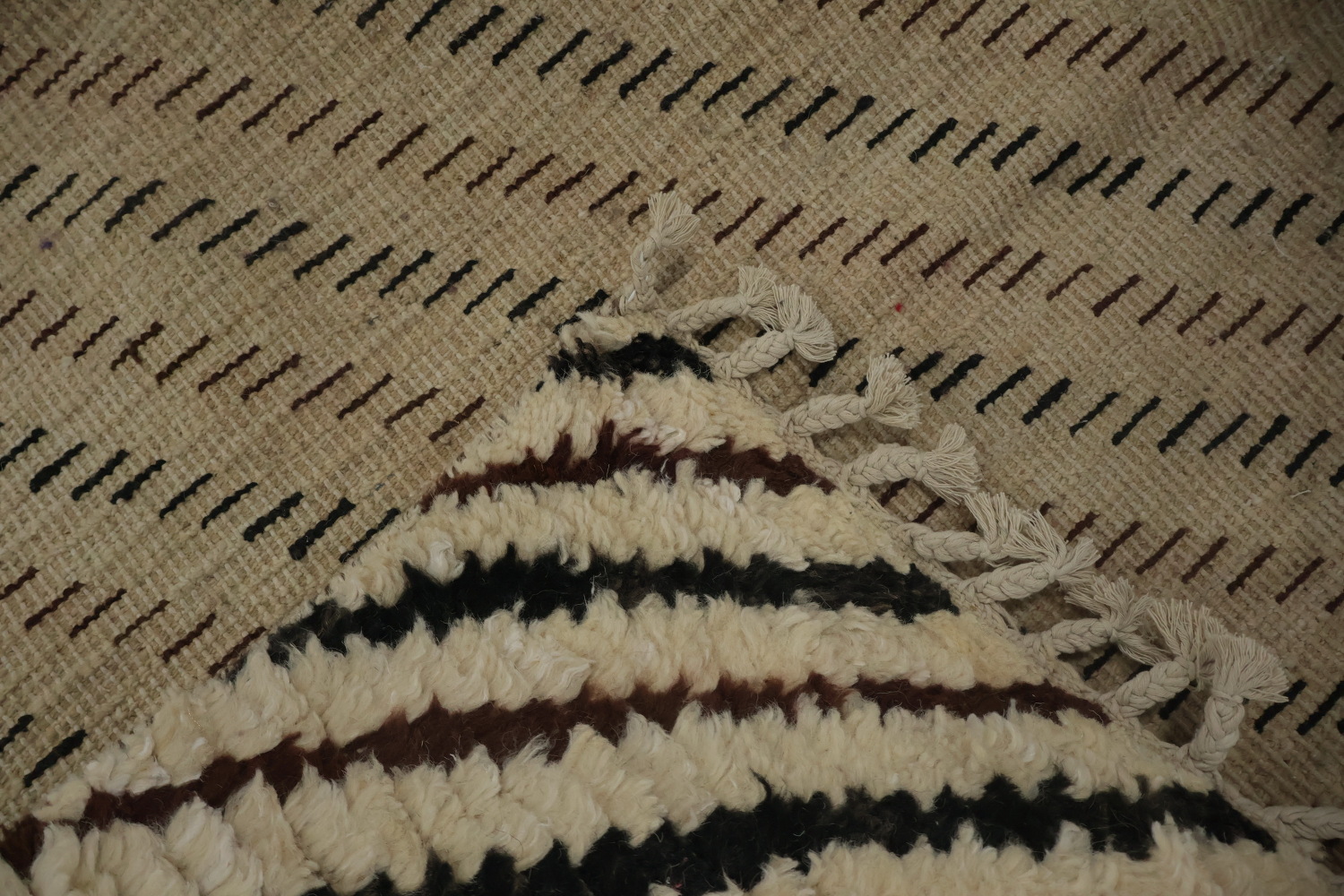 Earthy Tone Moroccan Handmade Large Rug 10x14 with Tribal Motifs