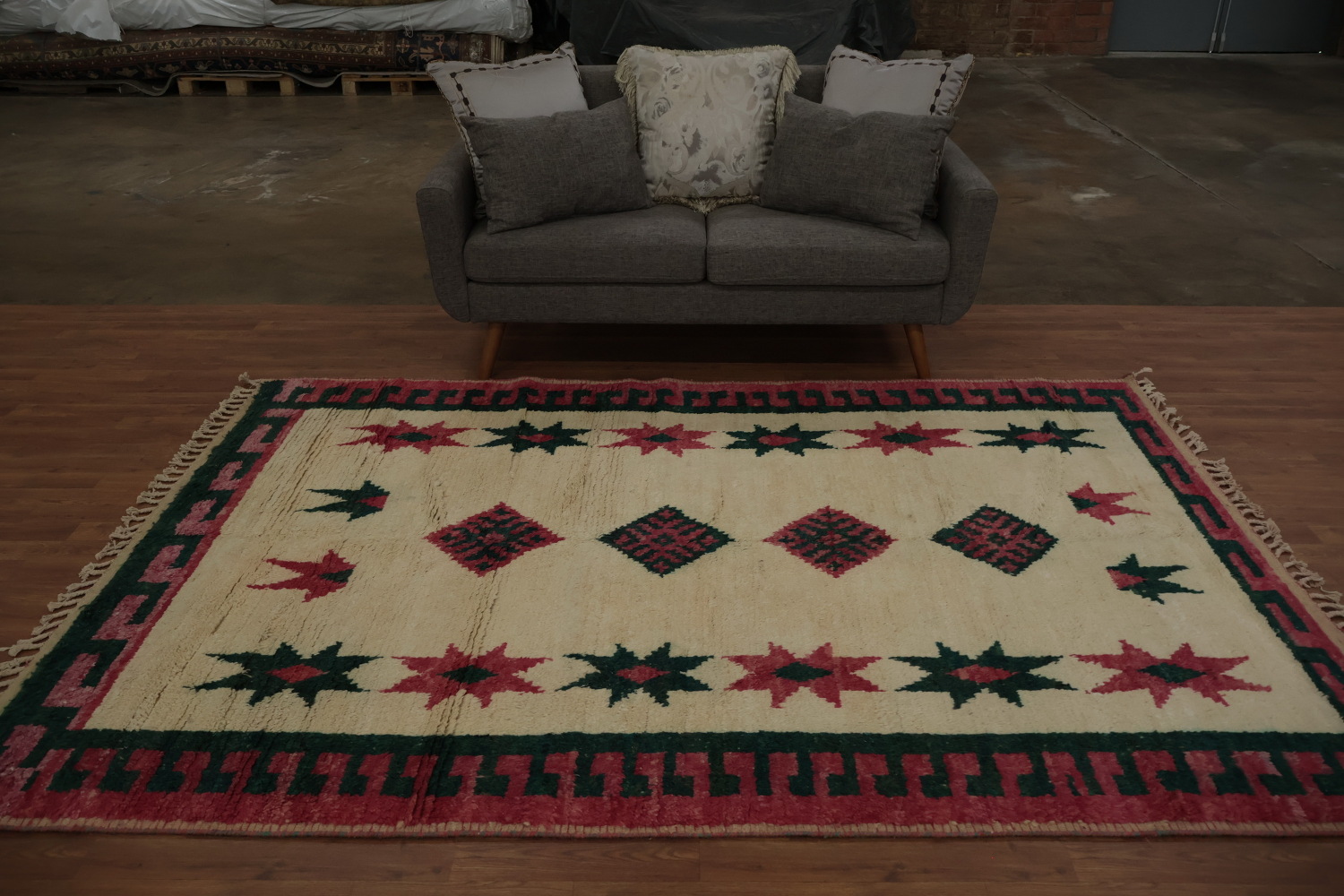 Handcrafted Moroccan Wool Area Rug 6x9 Geometric Design