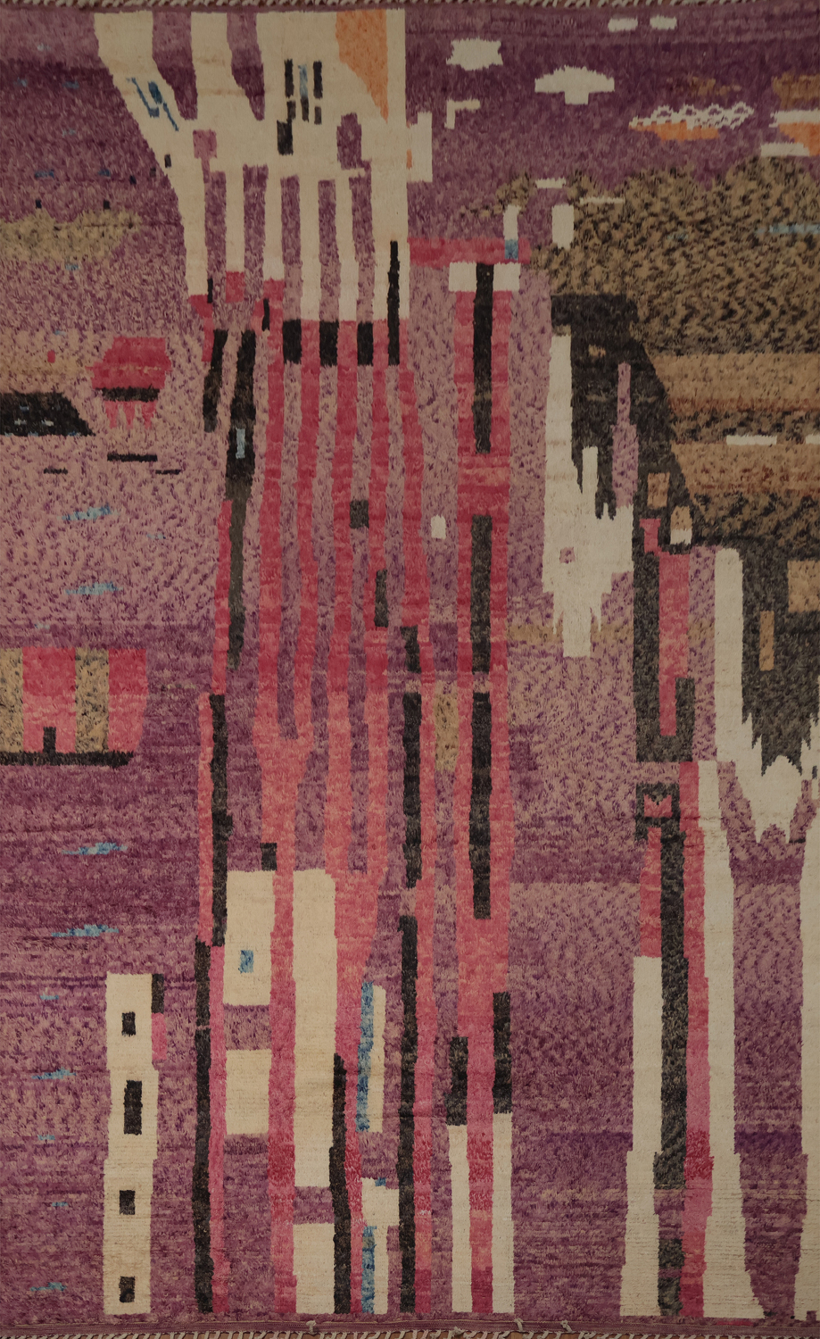 Bringing Urban Elegance Abstract Moroccan Large Wool Rug 12x18