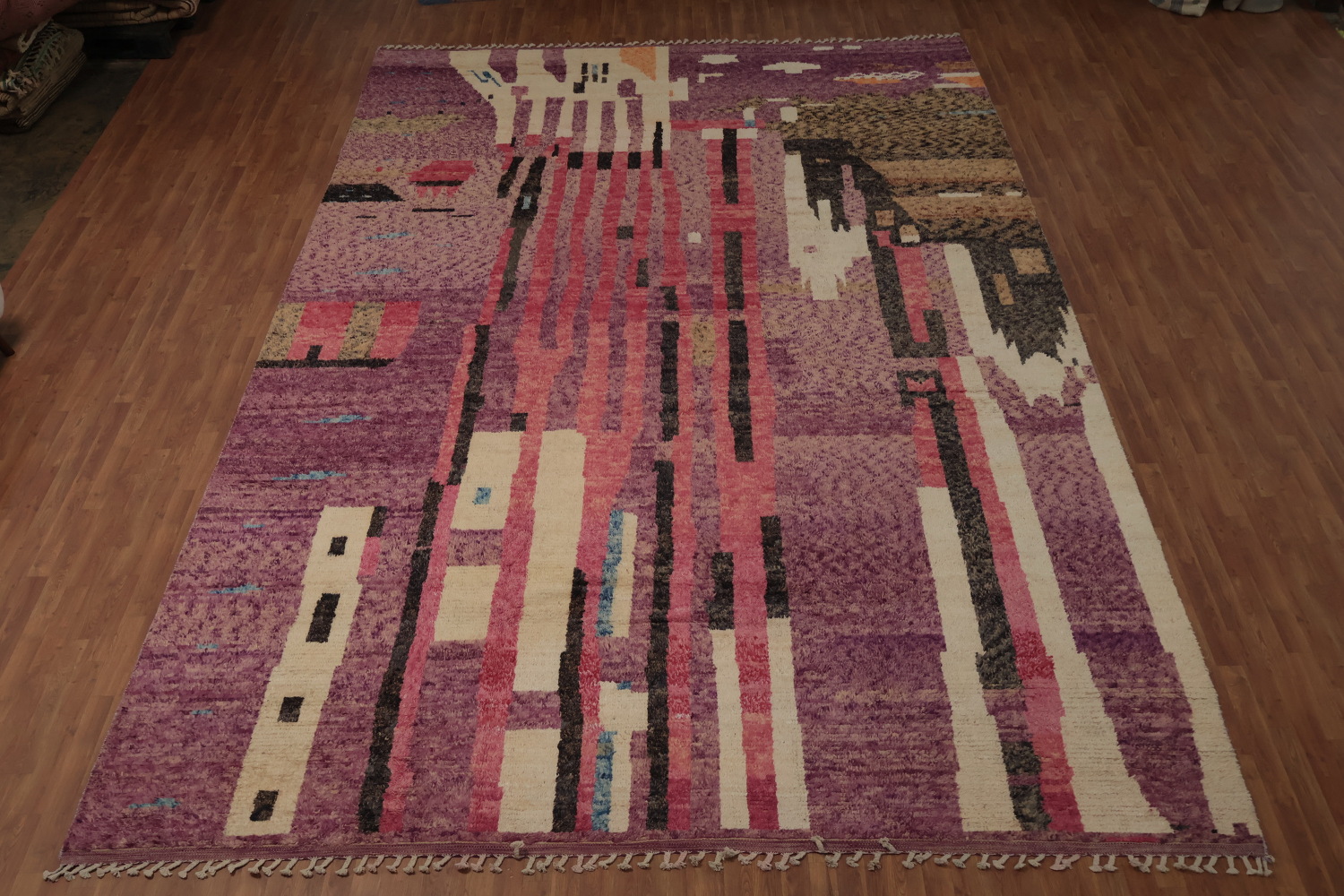 Bringing Urban Elegance Abstract Moroccan Large Wool Rug 12x18