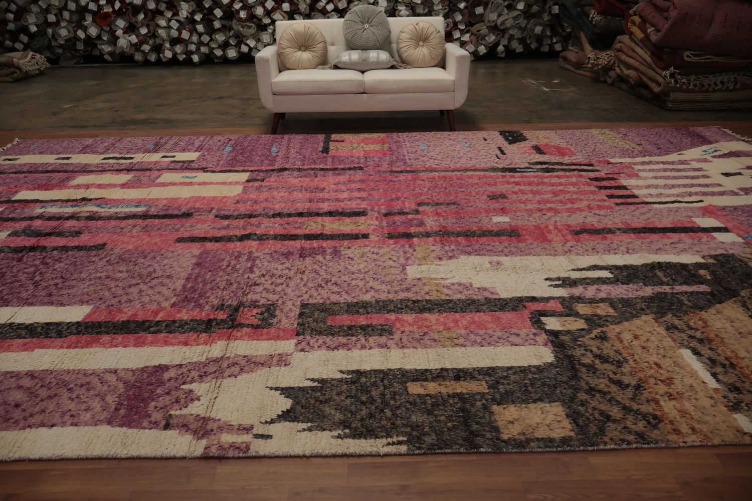 Bringing Urban Elegance Abstract Moroccan Large Wool Rug 12x18