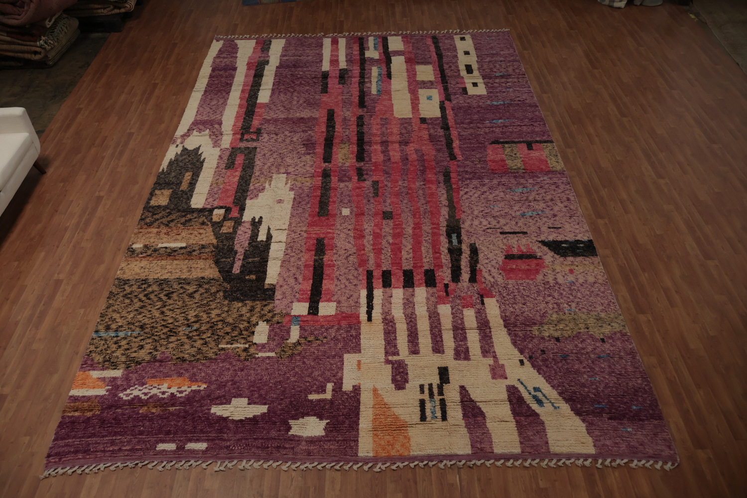 Bringing Urban Elegance Abstract Moroccan Large Wool Rug 12x18