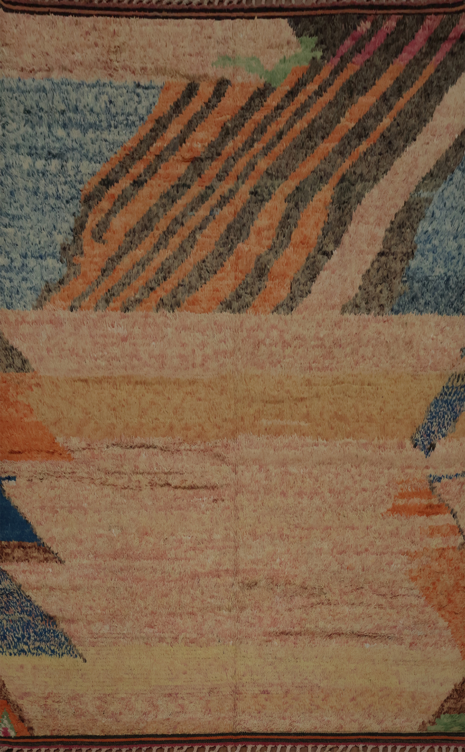 Sophisticated Moroccan Area Rug 8x11 with Dynamic Color Streaks