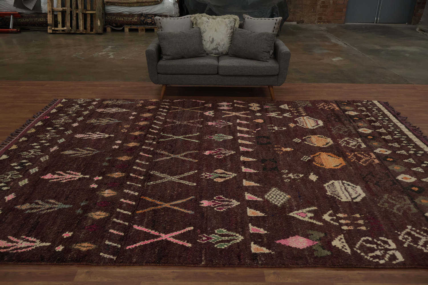Geometric Moroccan Wool Area Rug 9x13