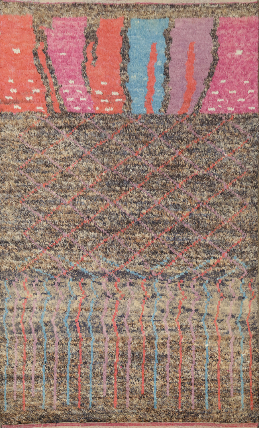 Artisan Handmade Authentic Moroccan Rug with Colorful Patterns 6x10