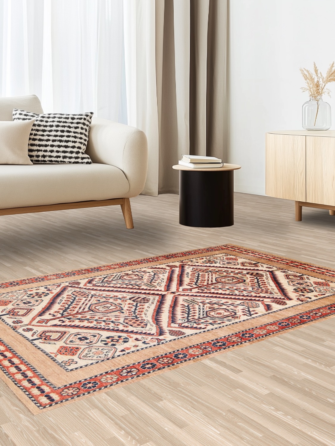 Vegetable Dye Kazak Wool Area Rug 4x6