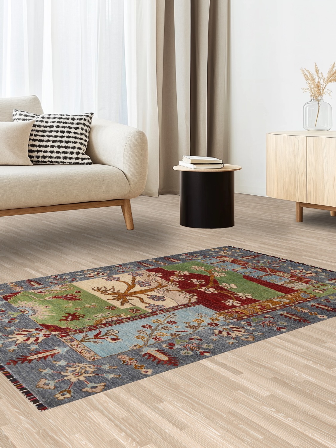 Vegetable Dye Kazak Handmade Area Rug 4x6