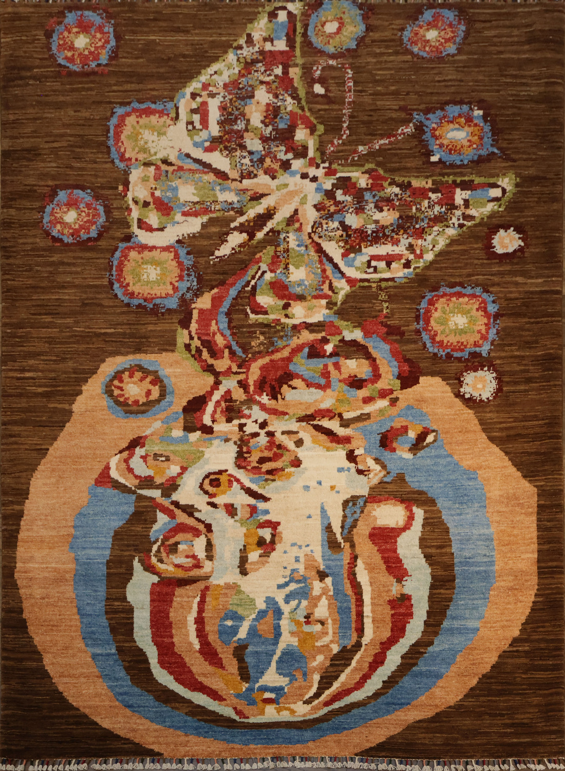 Colorful Butterfly and Earth Toned Abstract Rug for Elegance 6x8