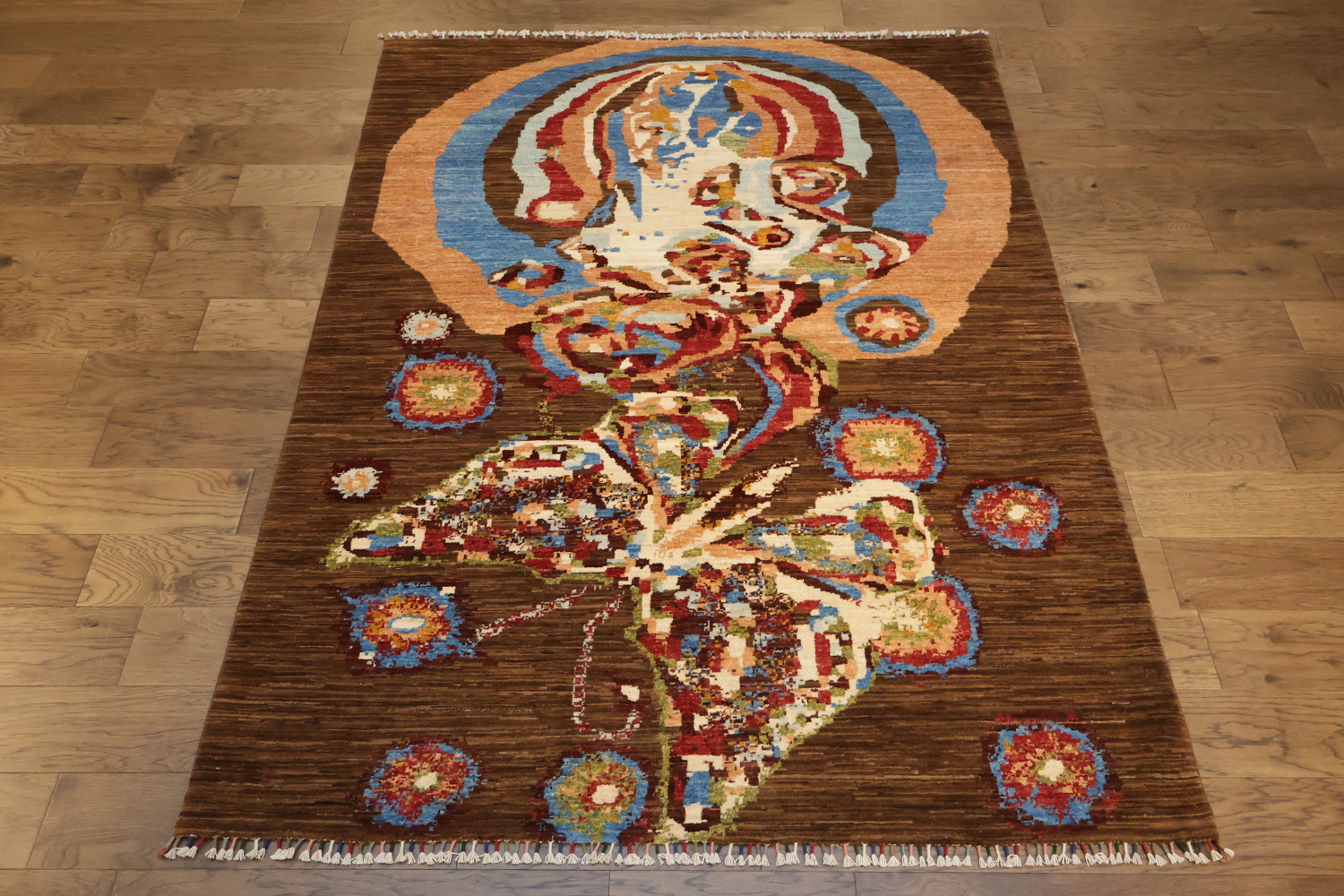 Colorful Butterfly and Earth Toned Abstract Rug for Elegance 6x8