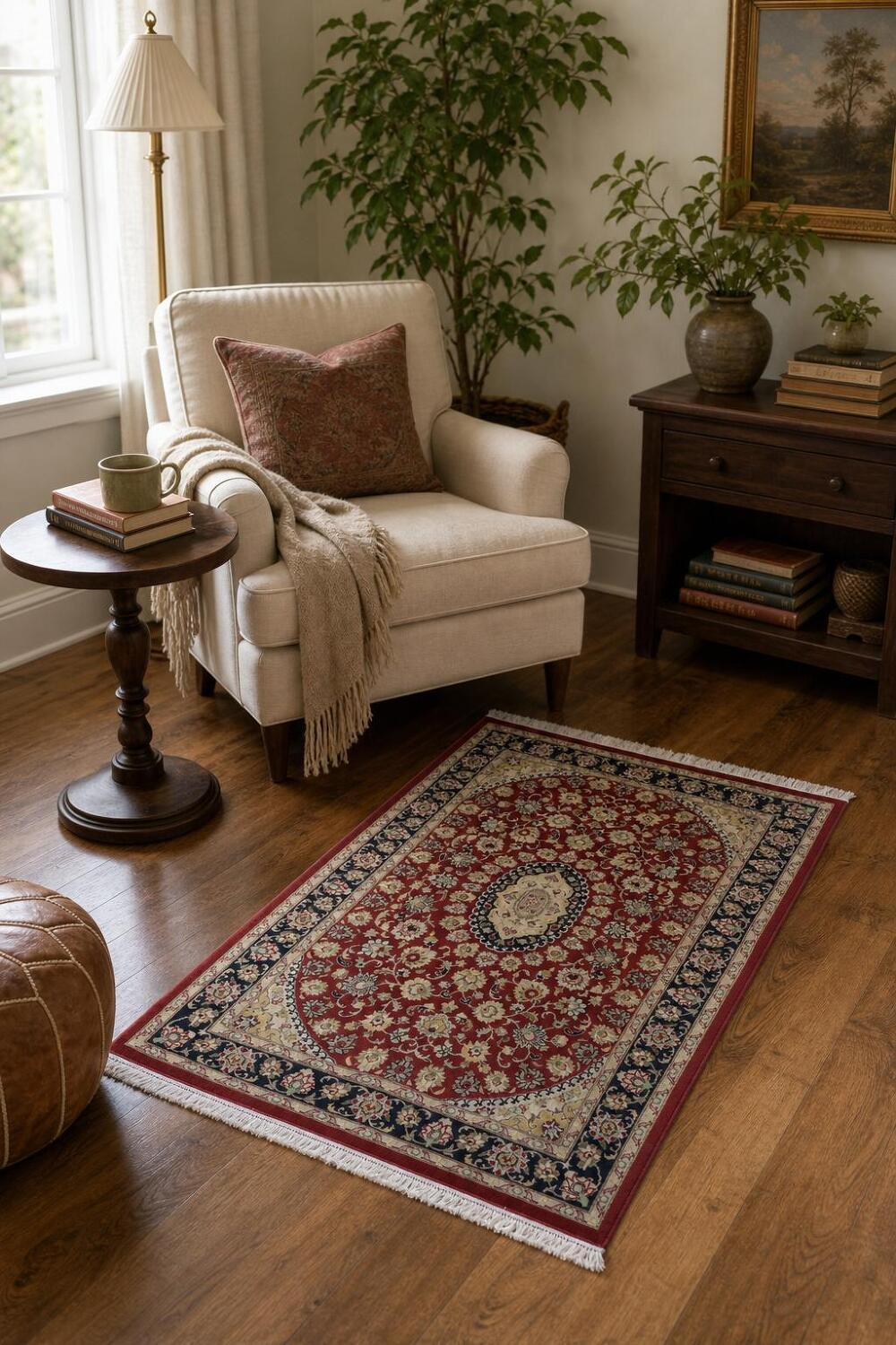 Vegetable Dye Nain Handmade Wool Area Rug 4x6