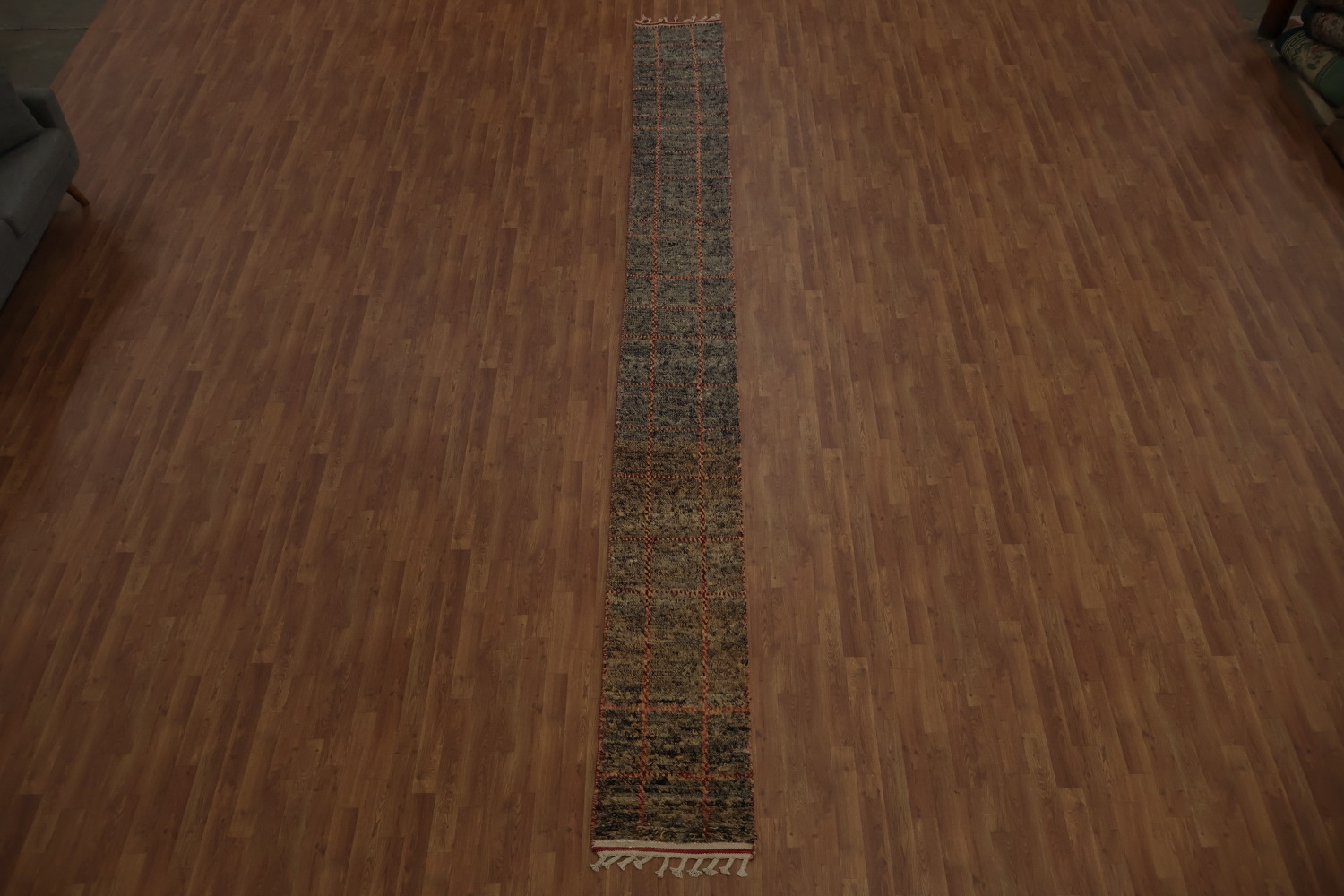 Handmade Moroccan Wool Runner Rug 2x17
