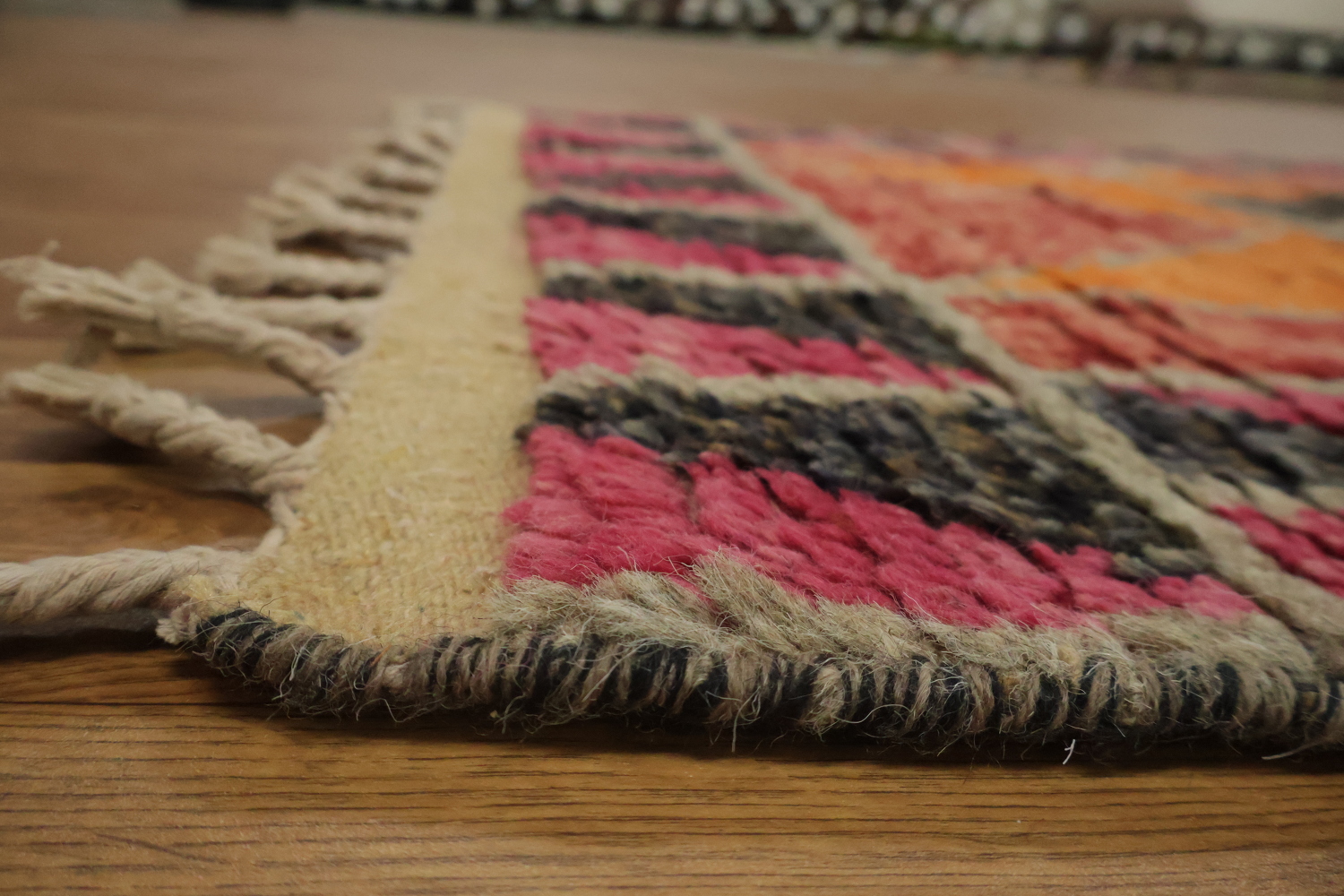 Geometric Moroccan Wool Runner Rug 3x13