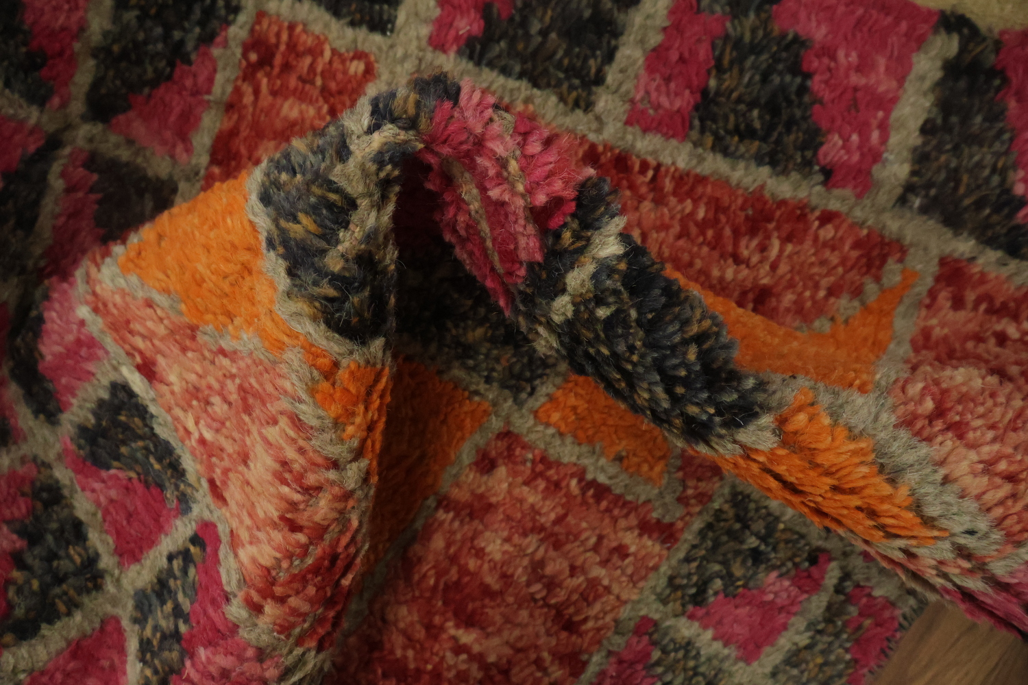 Geometric Moroccan Wool Runner Rug 3x13