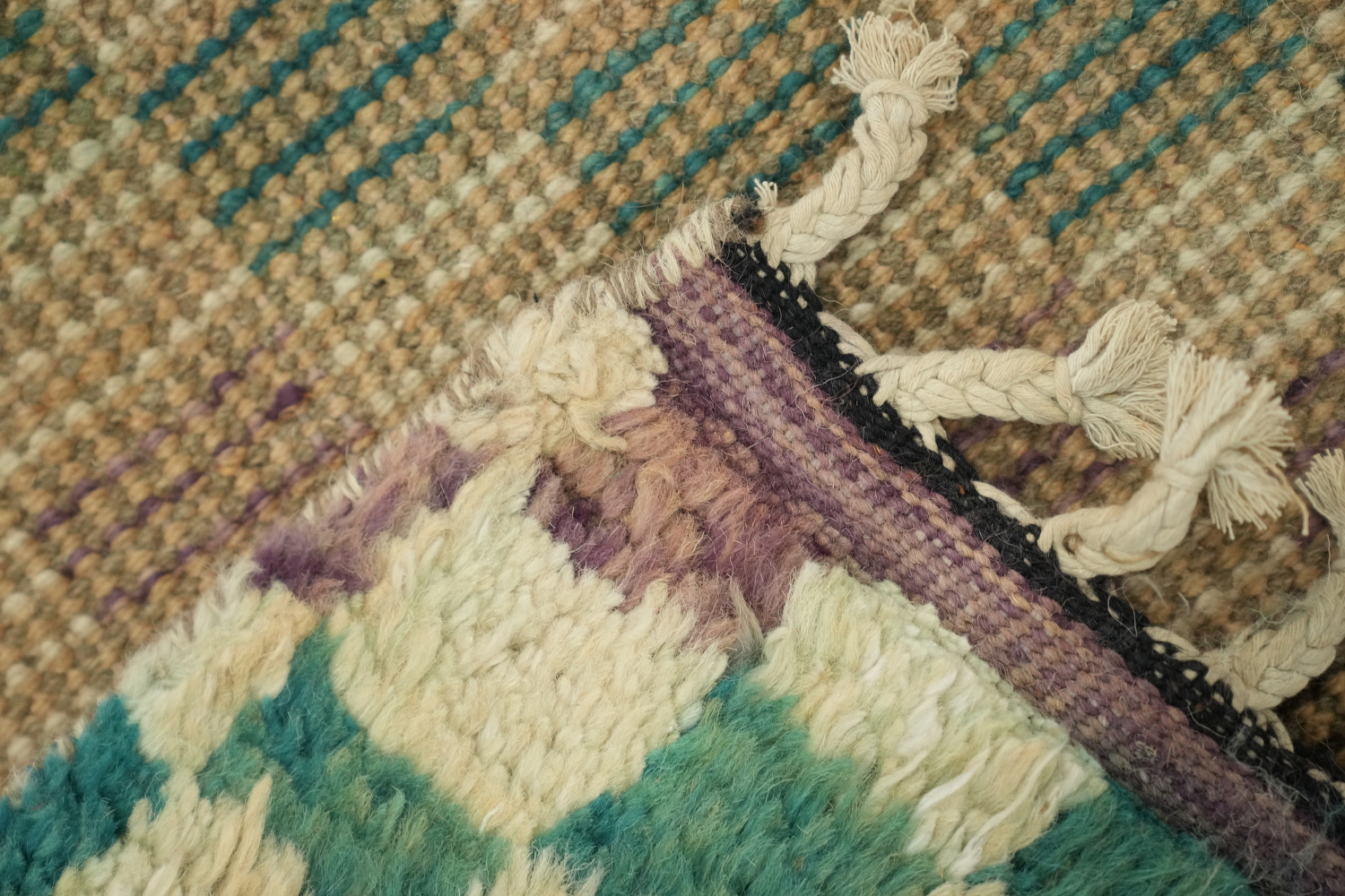 Checkered Moroccan Wool Runner Rug 3x13