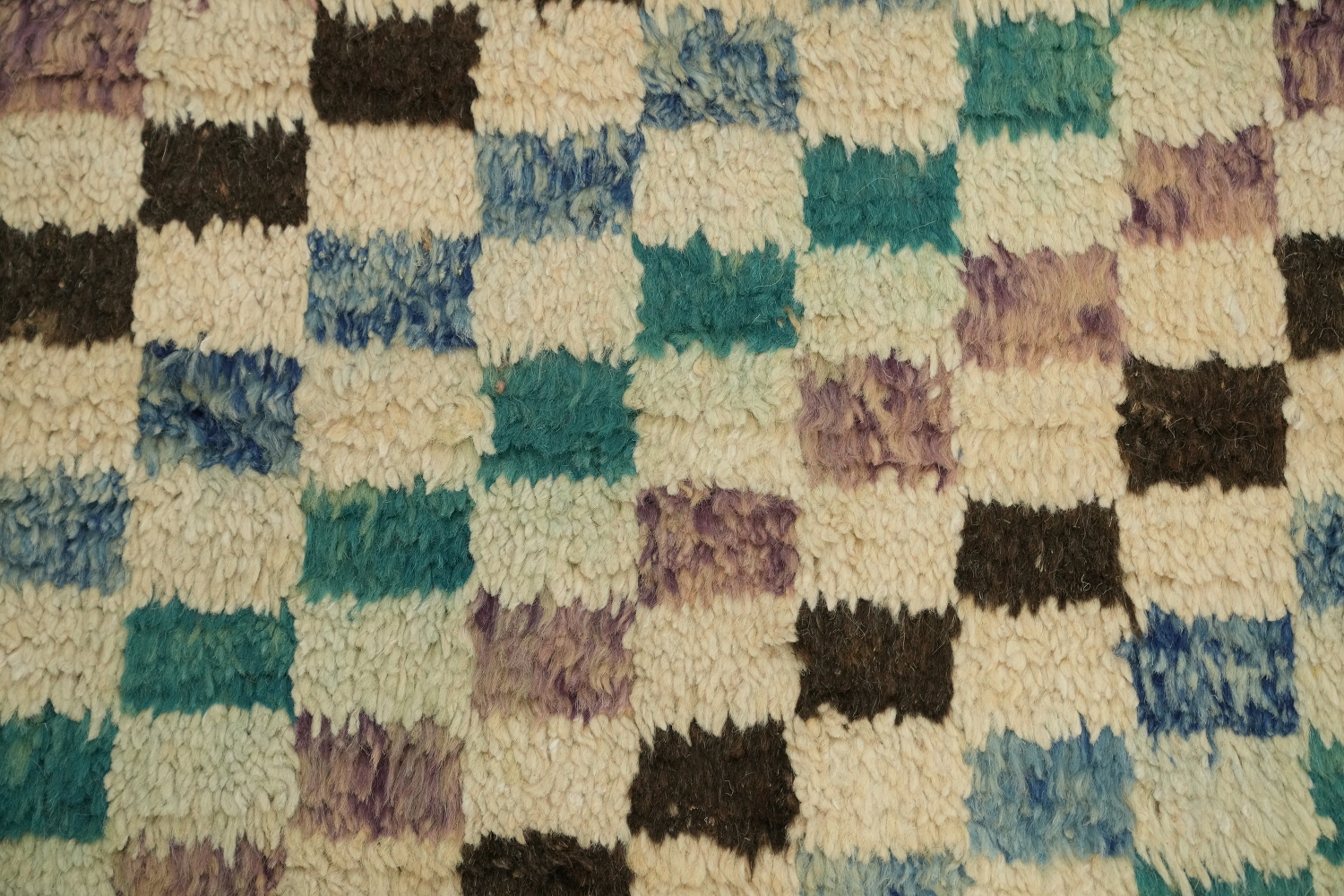Checkered Moroccan Wool Runner Rug 3x13