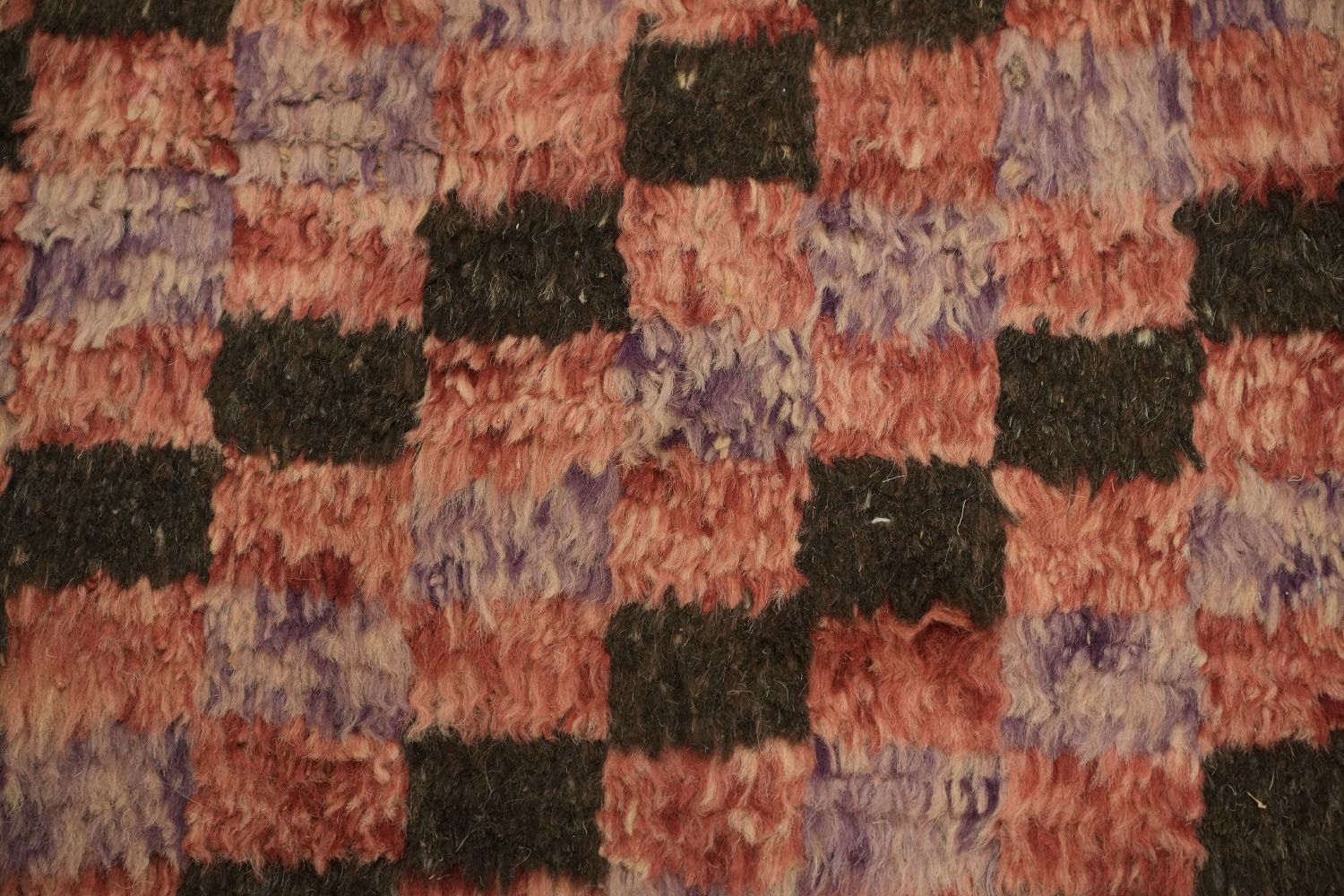 Checkered Moroccan Wool Runner Rug 3x13