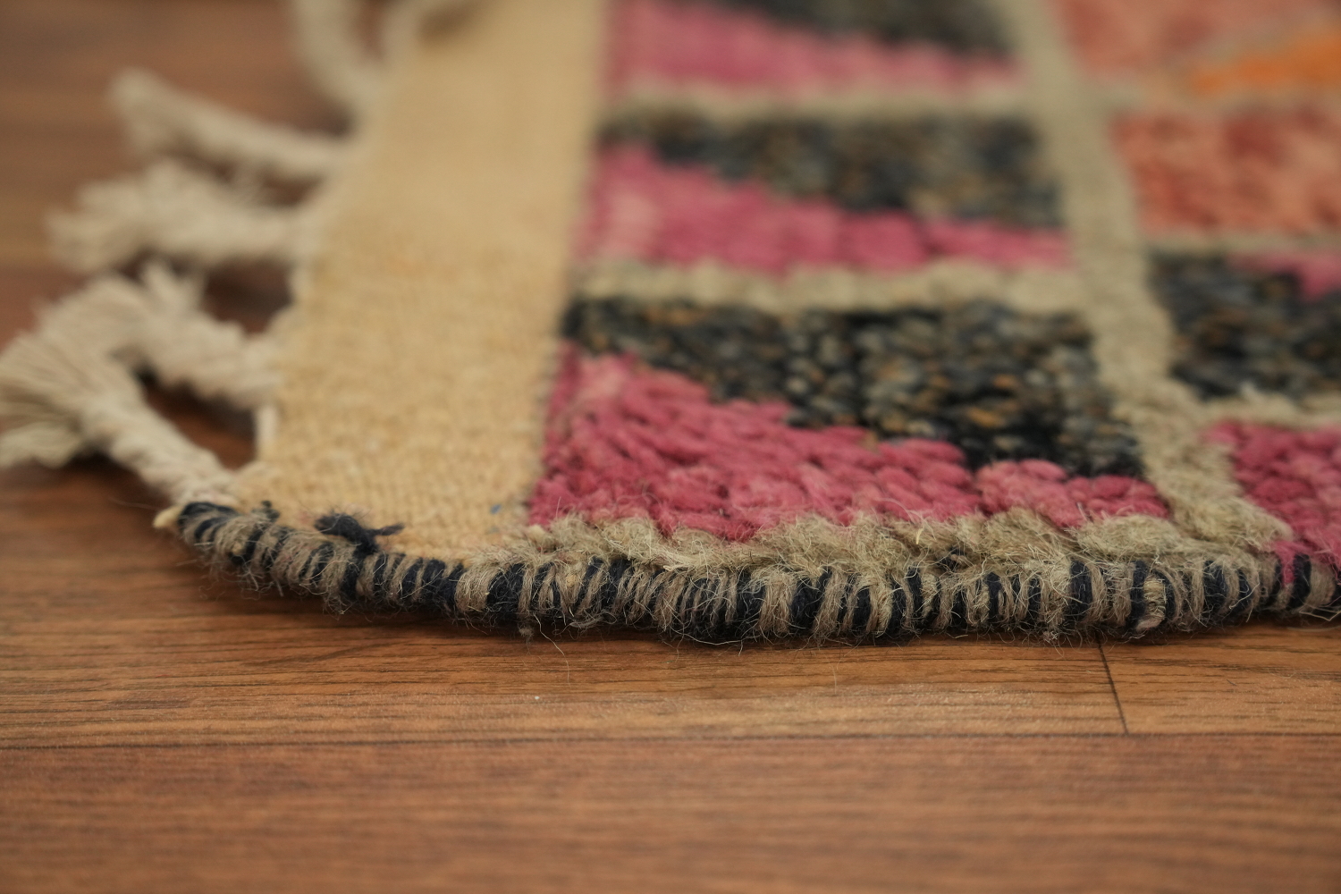 Geometric Moroccan Wool Runner Rug 2x13