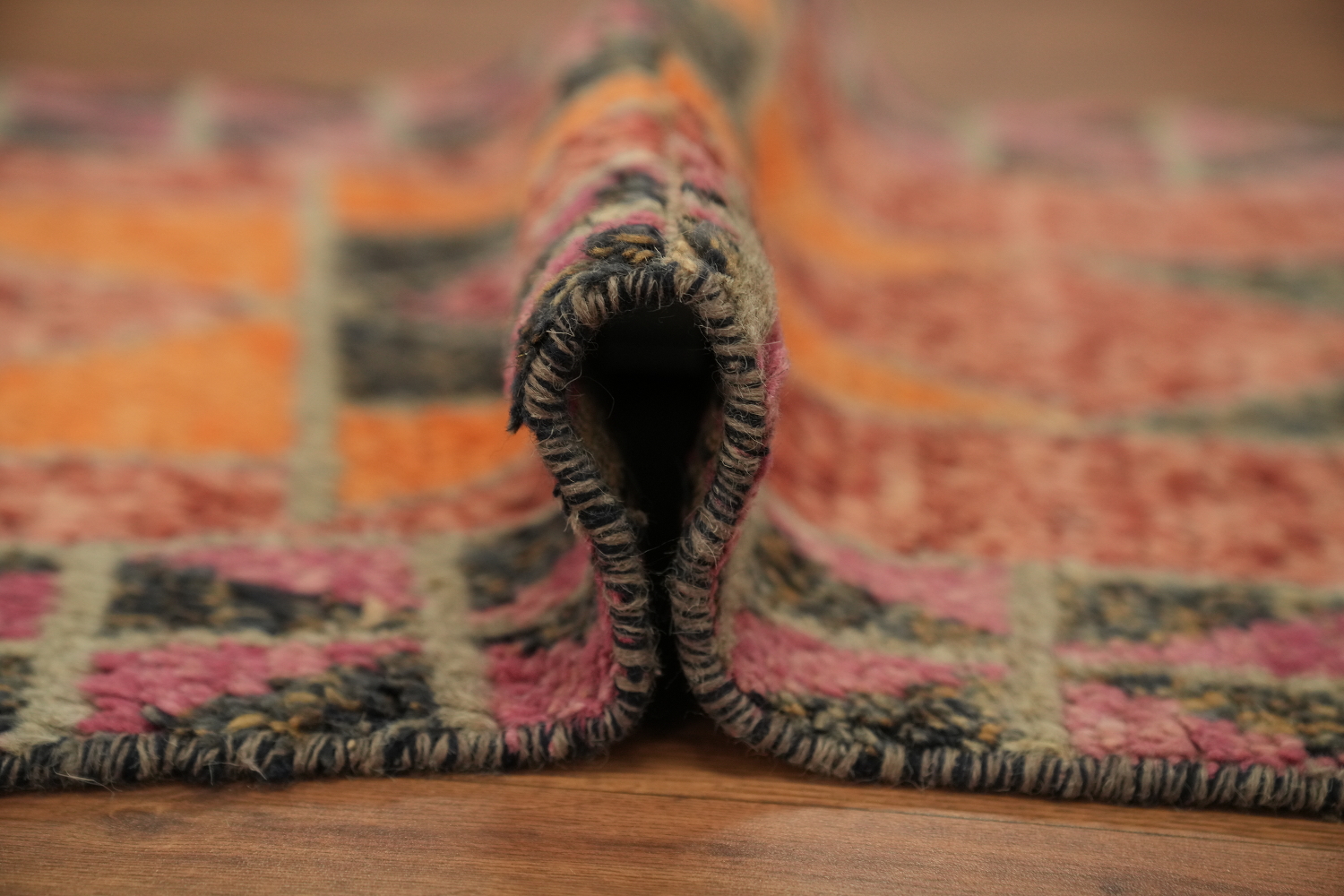 Geometric Moroccan Wool Runner Rug 2x13