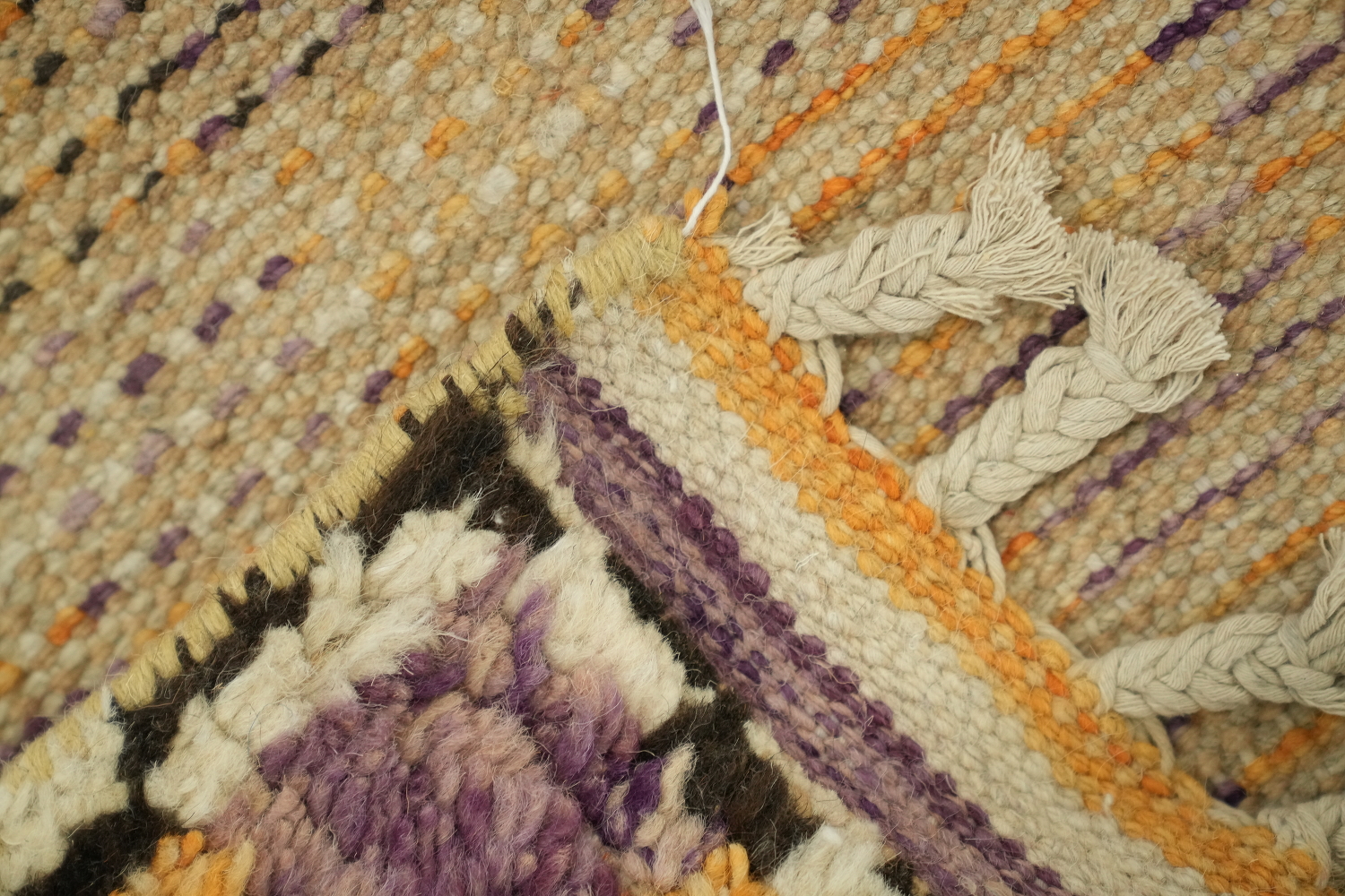 Checkered Moroccan Wool Runner Rug 3x13