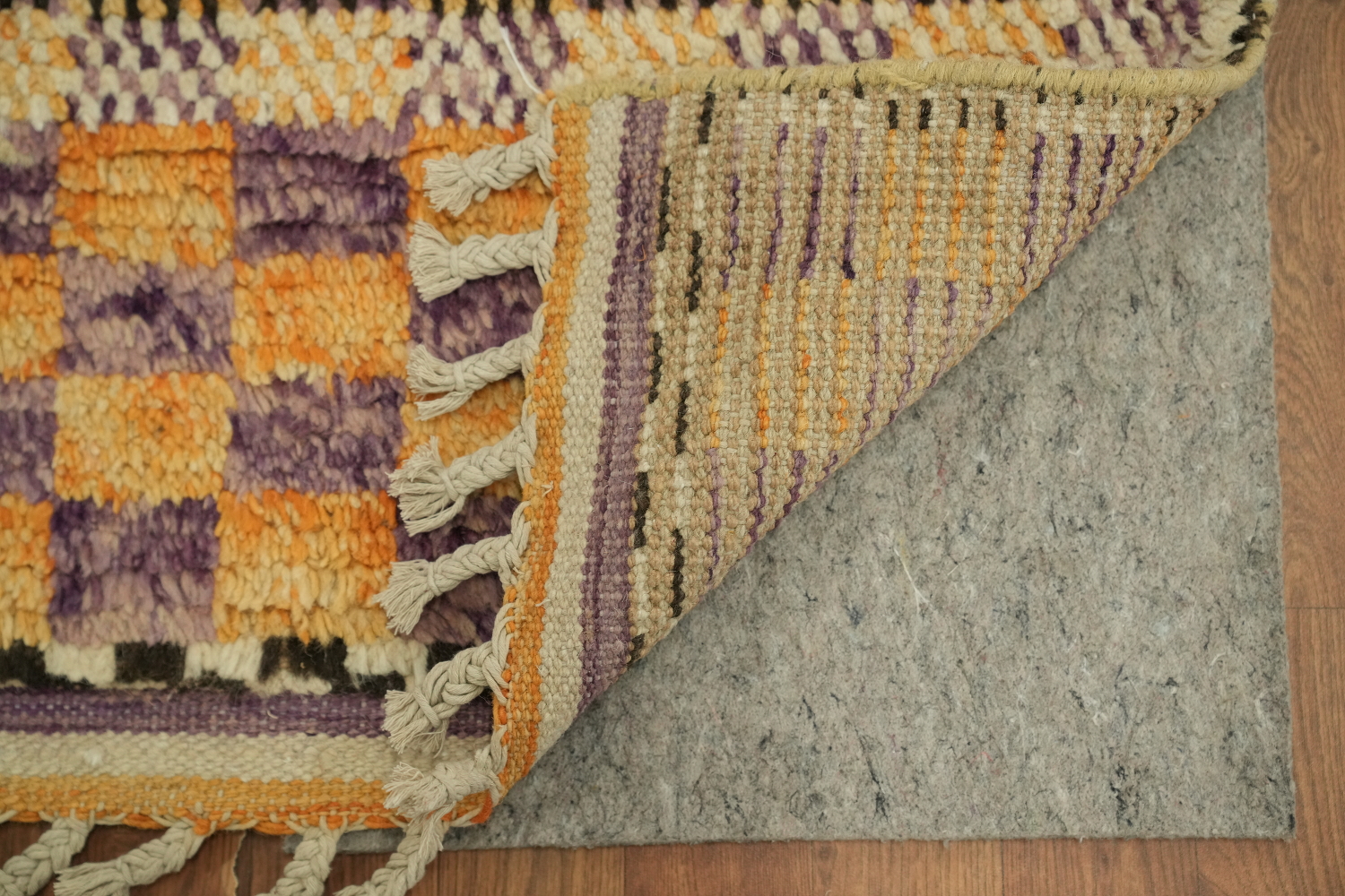 Checkered Moroccan Wool Runner Rug 3x13