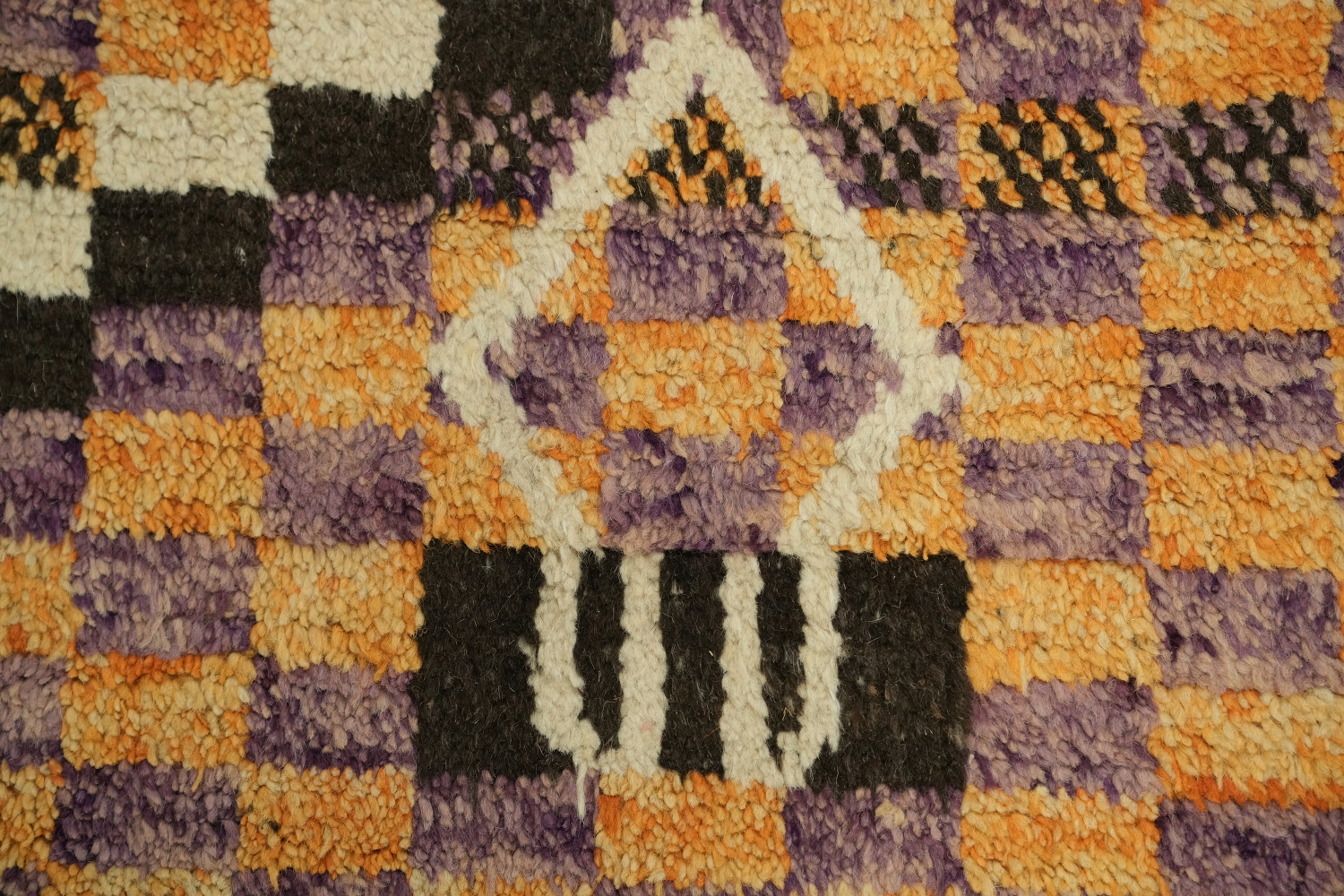 Checkered Moroccan Wool Runner Rug 3x13