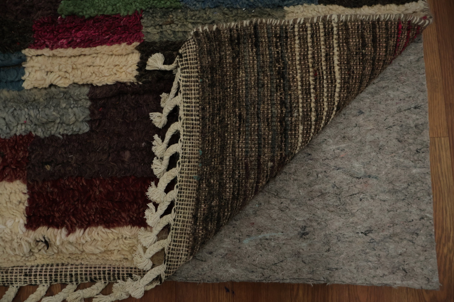 Dark Moroccan Area Rug 9x13 Highlighted by Vibrant Mosaic Borders