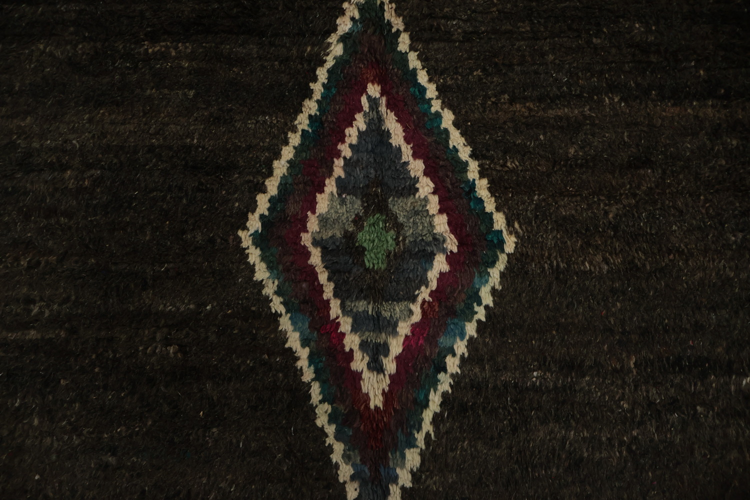 Dark Moroccan Area Rug 9x13 Highlighted by Vibrant Mosaic Borders