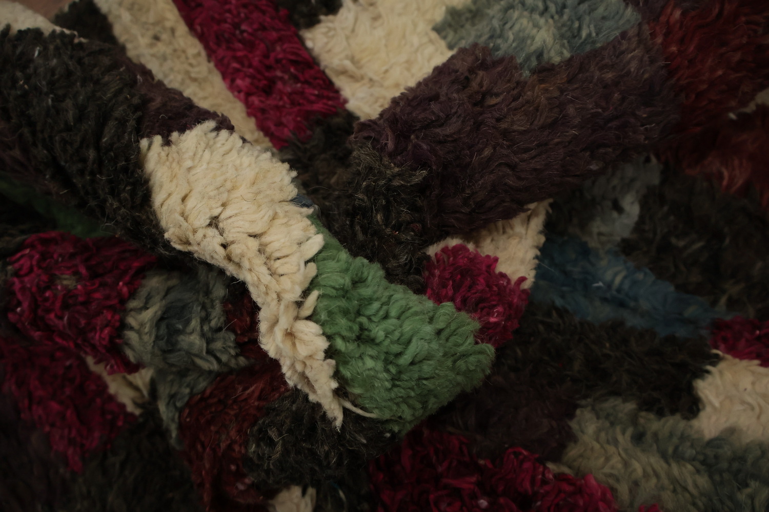 Dark Moroccan Area Rug 9x13 Highlighted by Vibrant Mosaic Borders
