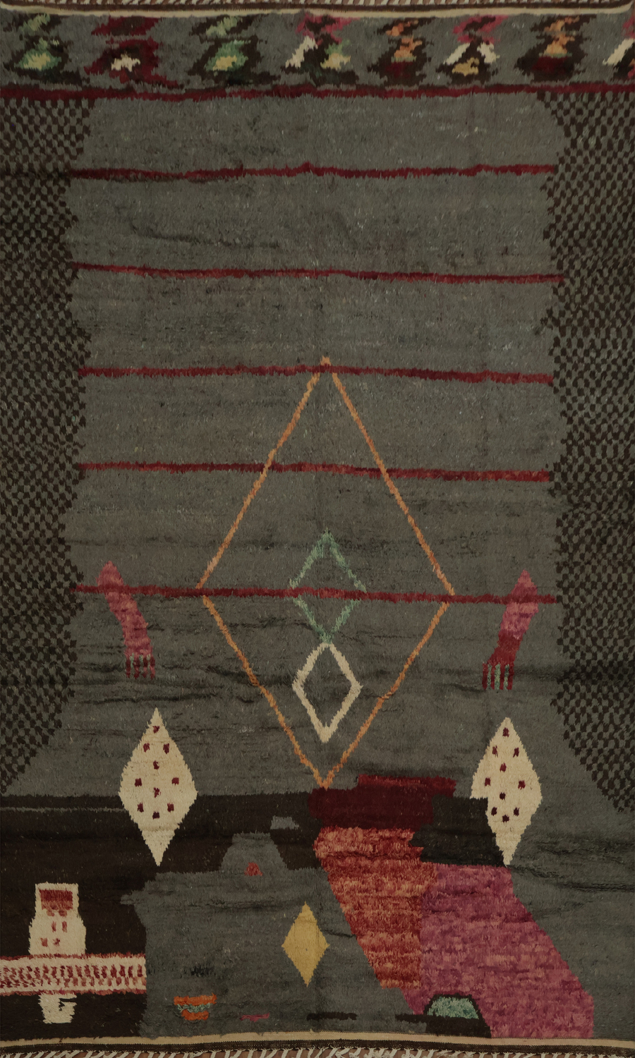 Artful Bohemian Moroccan Area Rug 8x13 with Earthy Tones and Lines