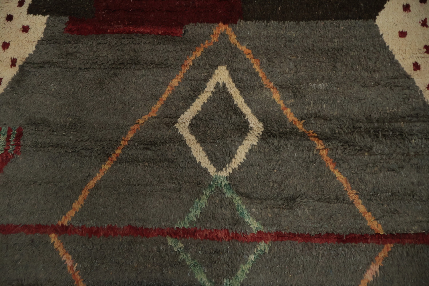 Artful Bohemian Moroccan Area Rug 8x13 with Earthy Tones and Lines