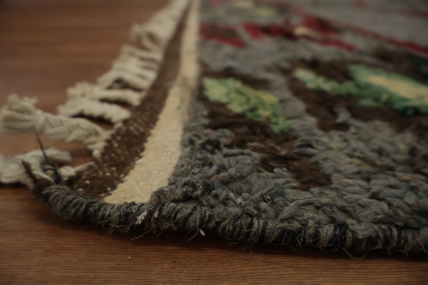 Artful Bohemian Moroccan Area Rug 8x13 with Earthy Tones and Lines