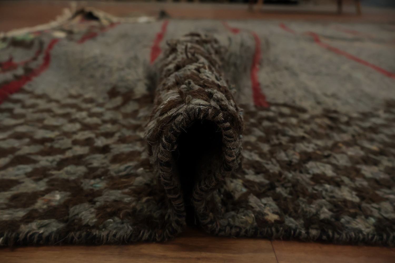 Artful Bohemian Moroccan Area Rug 8x13 with Earthy Tones and Lines