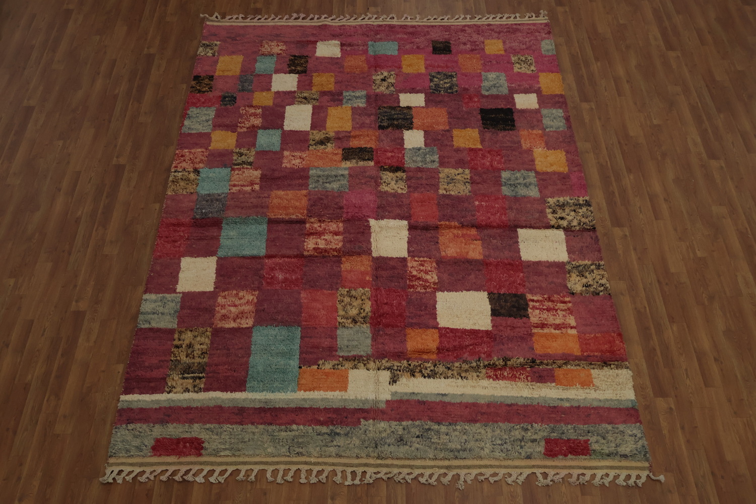 Colorful Mosaic Style Moroccan Area Rug 8x11 with Geometric Accents
