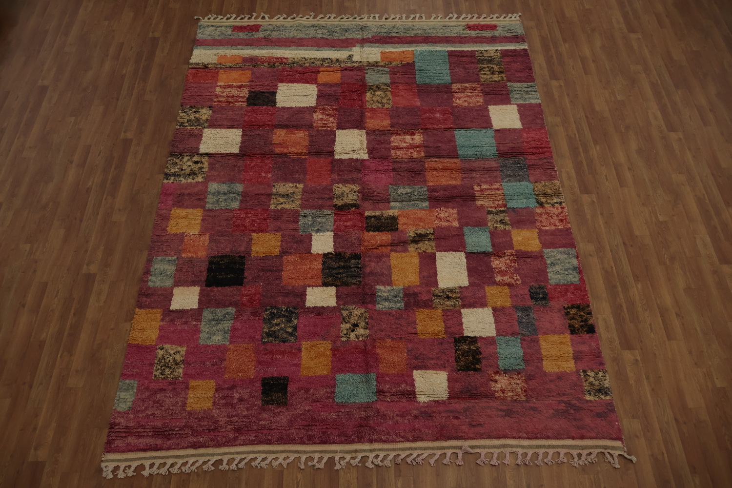 Colorful Mosaic Style Moroccan Area Rug 8x11 with Geometric Accents