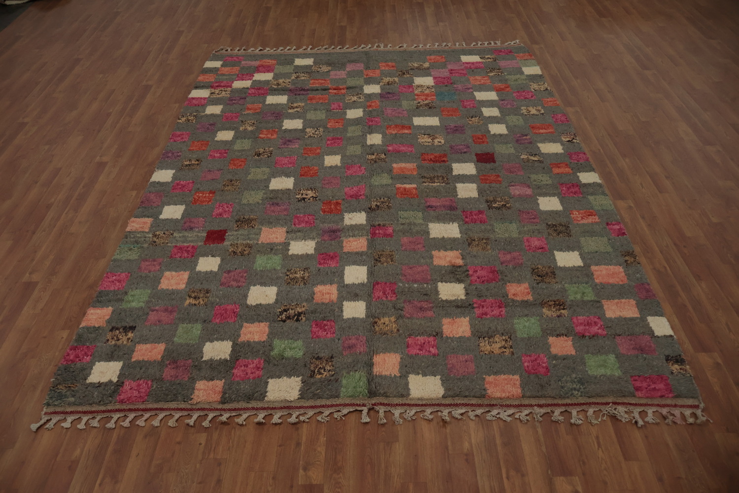 Checkered Moroccan Wool Area Rug 8x11 Enhancing Modern Home Style